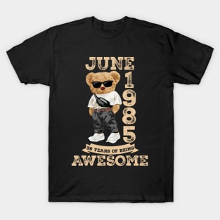 39 Years Of Being Awesome June 1985 Cool 39Th Birthday T-Shirt